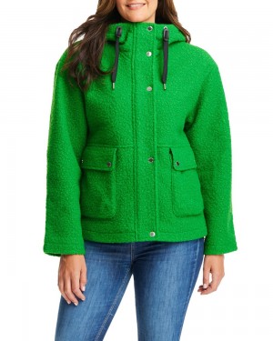 Casacas Vince Camuto Hooded Boucle Mujer Verde | 304-YOIUNJ