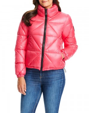 Casacas Vince Camuto Triangle Acolchado Puffer Mujer Rosas | 624-JPFQSV