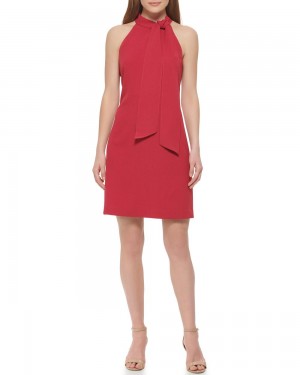 Mini Vestido Vince Camuto Bow-Neck Mujer Rojas | 125-LMCAIF