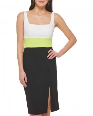 Mini Vestido Vince Camuto Colorblock Square-Neck Mujer Gris | 469-BXATEO