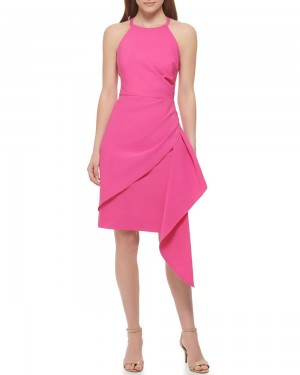 Mini Vestido Vince Camuto Draped Halter (Petite) Mujer Fucsia Rosas | 852-ZIHYQC