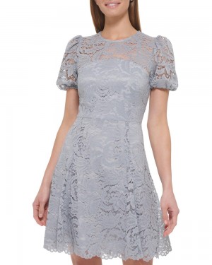 Mini Vestido Vince Camuto Lace Fit-And-Flare Mujer Gris | 257-UIMHVA