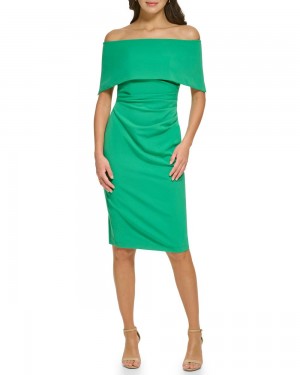 Mini Vestido Vince Camuto Off-The-Shoulder Sheath Mujer Verde Oscuro | 491-XEQTPG