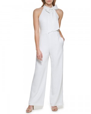 Mono Vince Camuto Bow-Neck Halter Mujer Blancas | 948-HMEYTJ