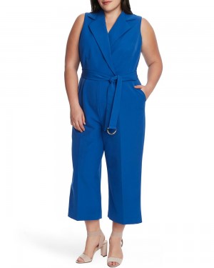 Mono Vince Camuto Sleeveless Cropped (Plus Size) Mujer Azules | 216-QYMOJL