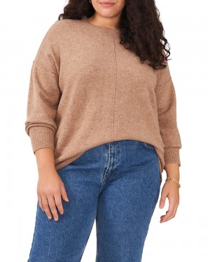 Suéter Vince Camuto Seamed Crewneck (Plus Size) Mujer Marrones | 672-TCWJLF