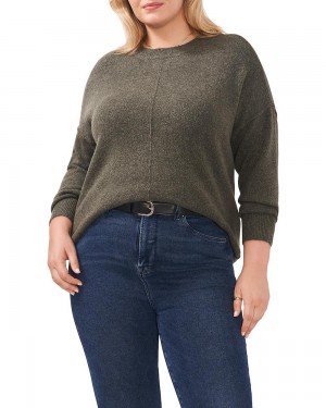 Suéter Vince Camuto Seamed Crewneck (Plus Size) Mujer Gris | 154-EAMYRS