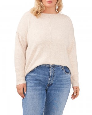 Suéter Vince Camuto Seamed Crewneck (Plus Size) Mujer Kaki | 108-LHSKCJ