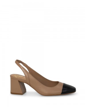 Tacones Vince Camuto Elaine Cap-Toe Slingback Mujer Negras | 574-QYFIOC