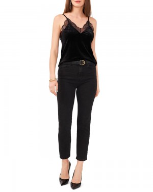 Tops Vince Camuto Lace-Trimmed Velvet Camisole Mujer Negras | 631-EAZUTF