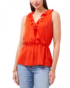 Tops Vince Camuto Ruffle-Trimmed Peplum Mujer Naranjas | 432-IZGESF