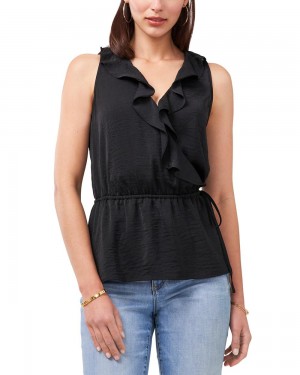 Tops Vince Camuto Ruffle-Trimmed Peplum Mujer Negras | 237-QXLTEA