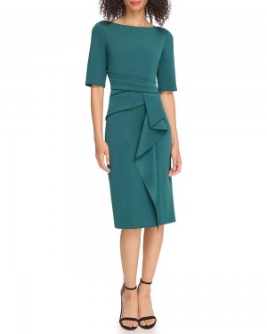 Vestido A Media Pierna Vince Camuto Ruffled-Skirt Mujer Verde | 153-DRLNUS