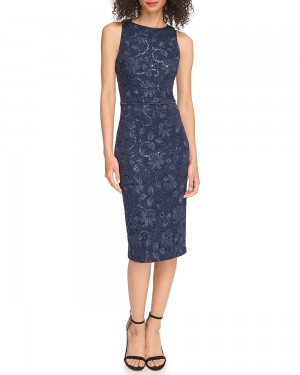 Vestido A Media Pierna Vince Camuto Sequined Lace Mujer Azul Marino | 514-XLDWNK