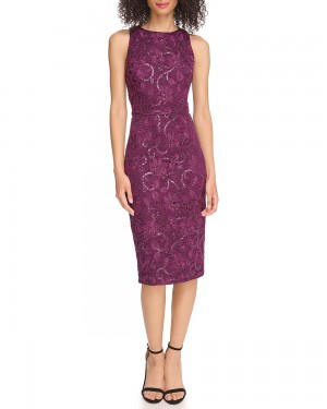 Vestido A Media Pierna Vince Camuto Sequined Lace Mujer Moradas | 280-DOKXZI