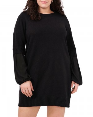 Vestido Largo Vince Camuto Contrast-Sleeve (Plus Size) Mujer Negras | 479-ICJLPY