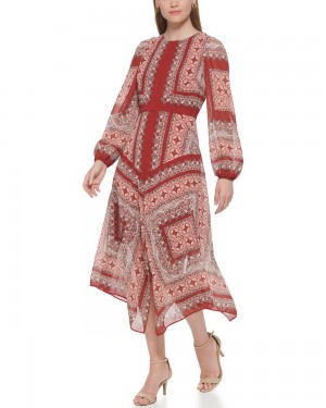 Vestido Largo Vince Camuto Medallion-Print Mujer Rojas | 178-PHTZEM