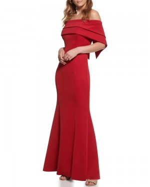 Vestido Largo Vince Camuto Off-The-Shoulder Gown Mujer Rojas | 843-MWXLJO