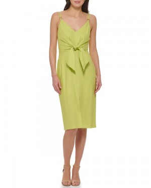 Vestido Vince Camuto Smocked Tie-Front Mujer Verde Oscuro | 274-MVADYL