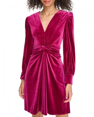 Vestido Vince Camuto Velvet Twist-Front Mujer Fucsia Rosas | 354-GNHSKZ