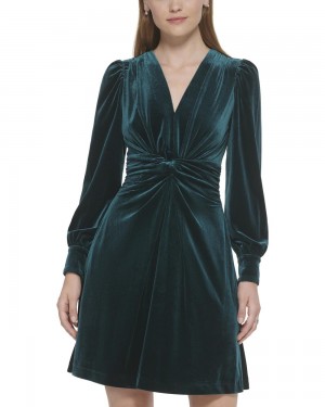 Vestido Vince Camuto Velvet Twist-Front Mujer Verde | 457-AOVBYD