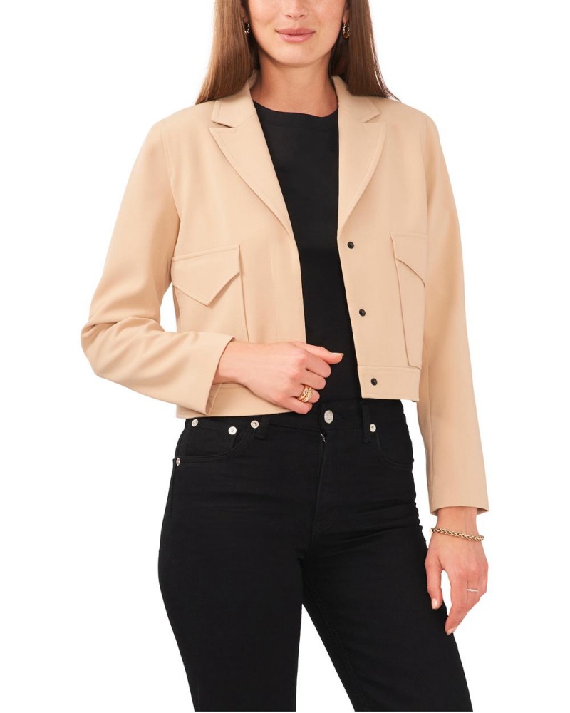 Blazer Vince Camuto Cropped Peak-Lapel Mujer Kaki | 356-EGDRCA