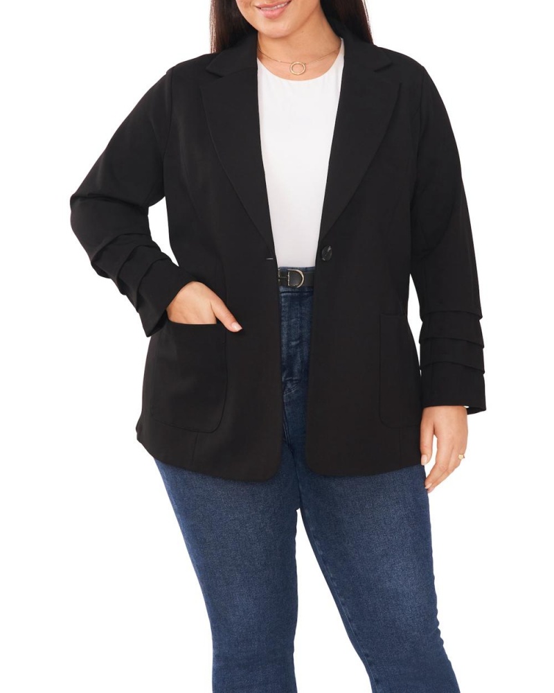 Blazer Vince Camuto Layered-Cuff Notch-Lapel (Plus Size) Mujer Negras | 354-RFHNUX