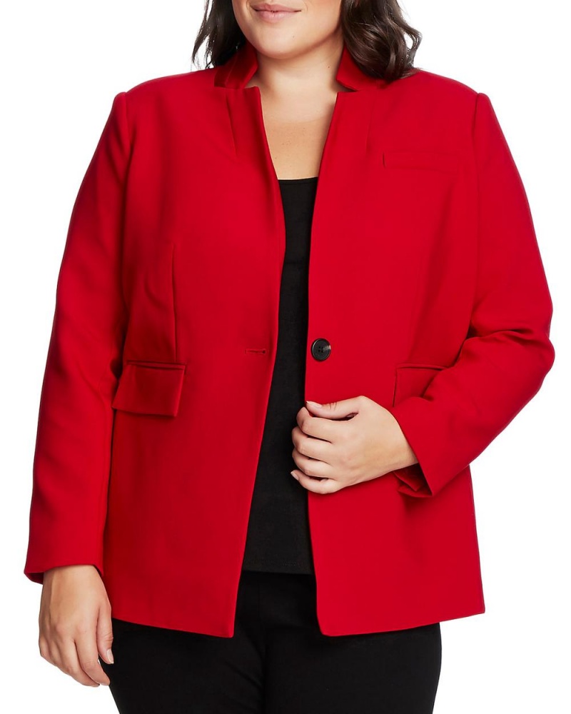 Blazer Vince Camuto One-Button Stand-Collar (Plus Size) Mujer Rojas | 537-MERWXF