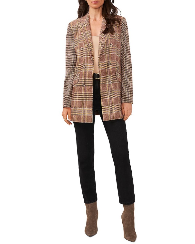 Blazer Vince Camuto Plaid Double-Breasted Mujer Marrones | 847-GDSOXF