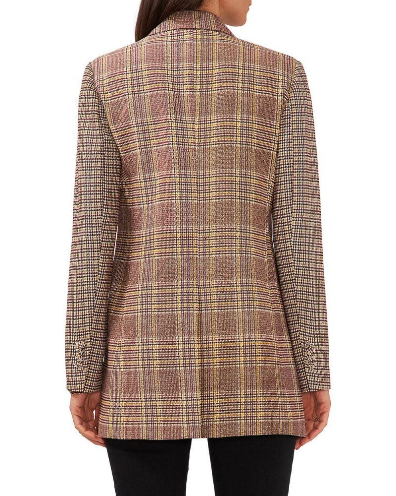 Blazer Vince Camuto Plaid Double-Breasted Mujer Marrones | 847-GDSOXF