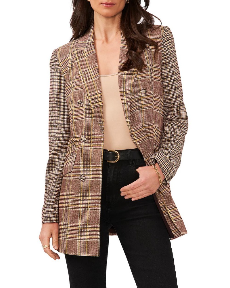 Blazer Vince Camuto Plaid Double-Breasted Mujer Marrones | 847-GDSOXF