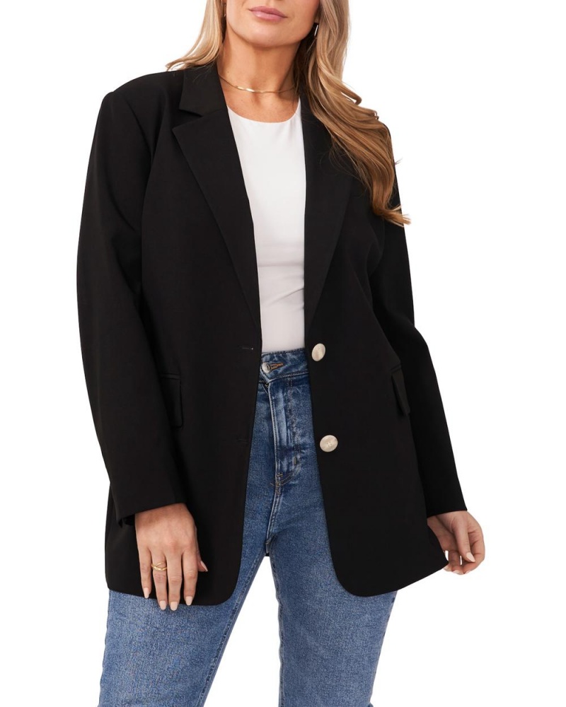 Blazer Vince Camuto Two-Button Notch-Lapel (Plus Size) Mujer Negras | 135-ZTIUKN