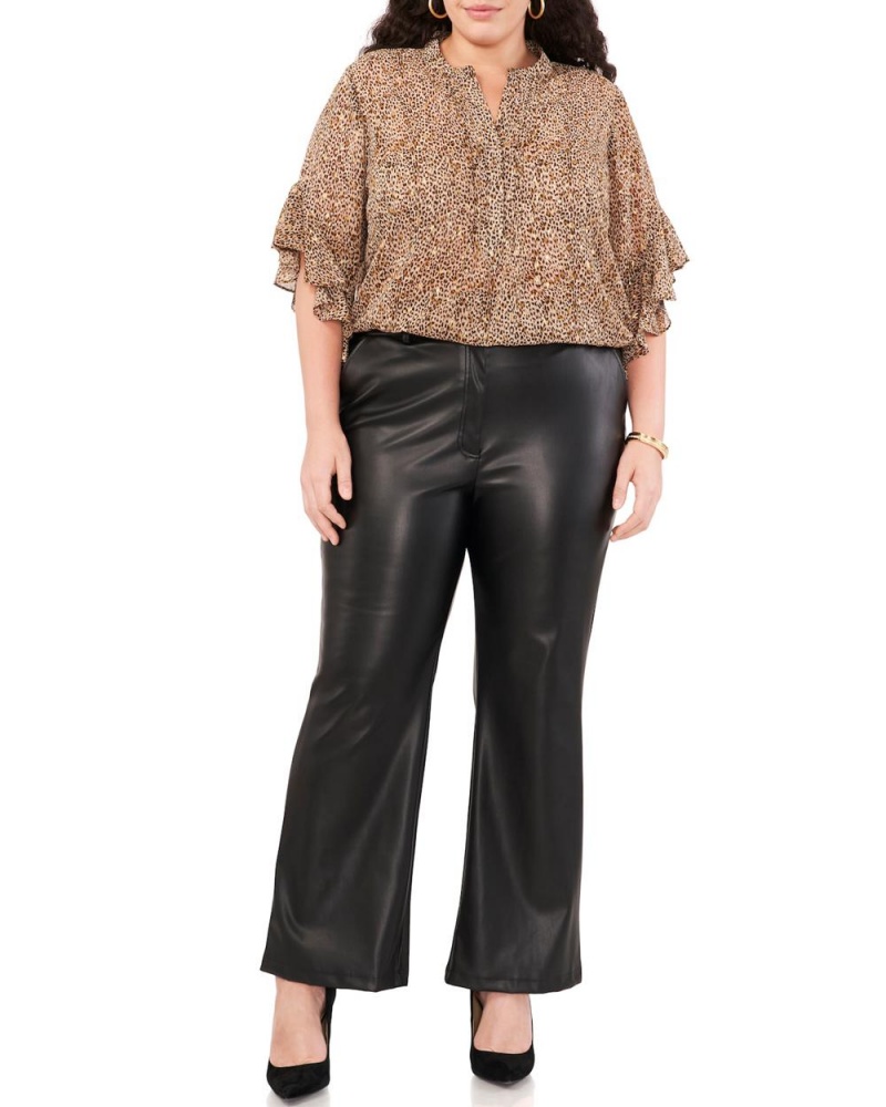 Blusa Vince Camuto Cheetah-Print Chiffon Flutter-Sleeve Mujer Marrones | 519-ULEKBZ