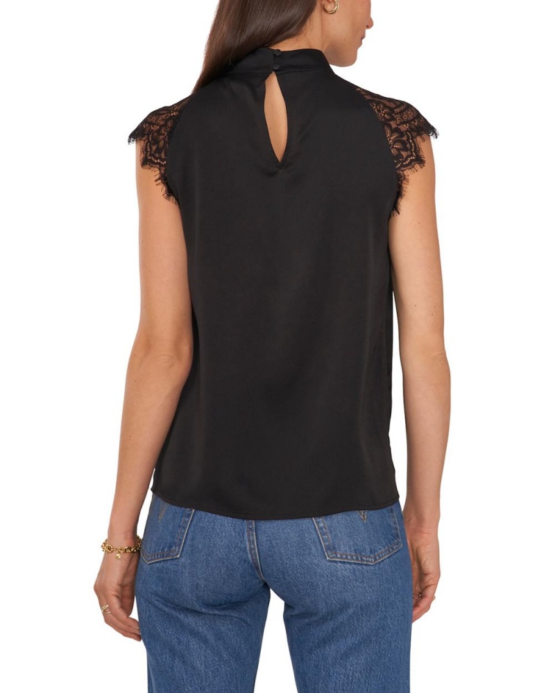 Blusa Vince Camuto Lace Cap-Sleeve Mujer Negras | 793-HVOWDP