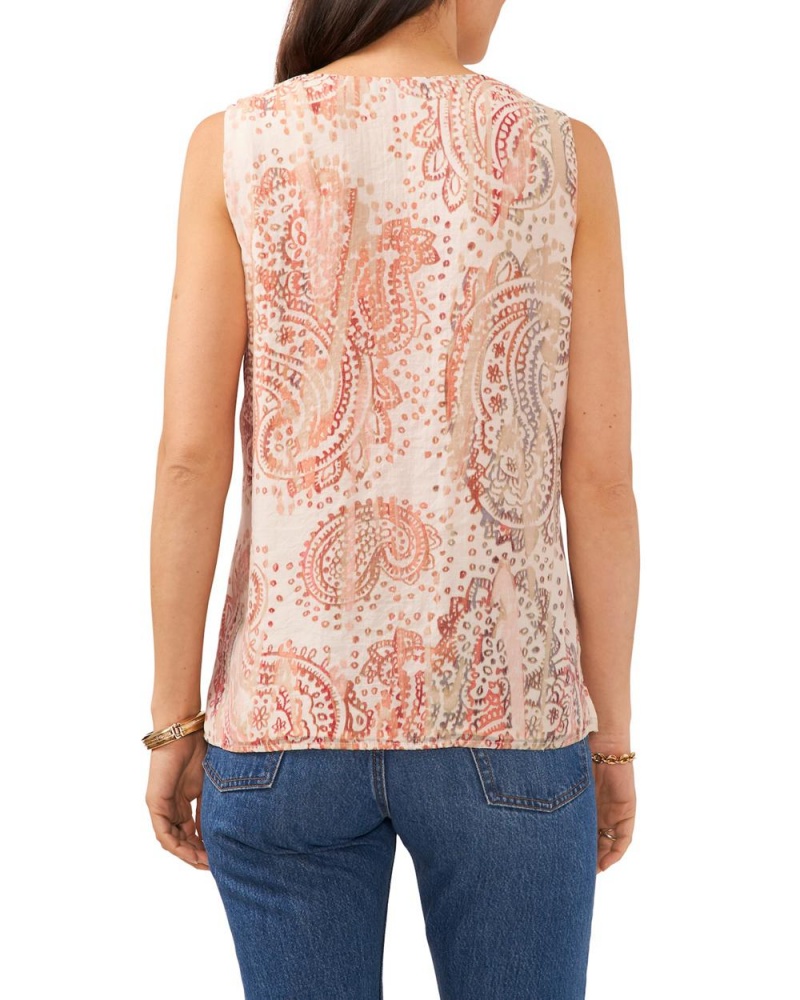 Blusa Vince Camuto Paisley Print Ruffled Mujer Blancas | 368-YQFTOG