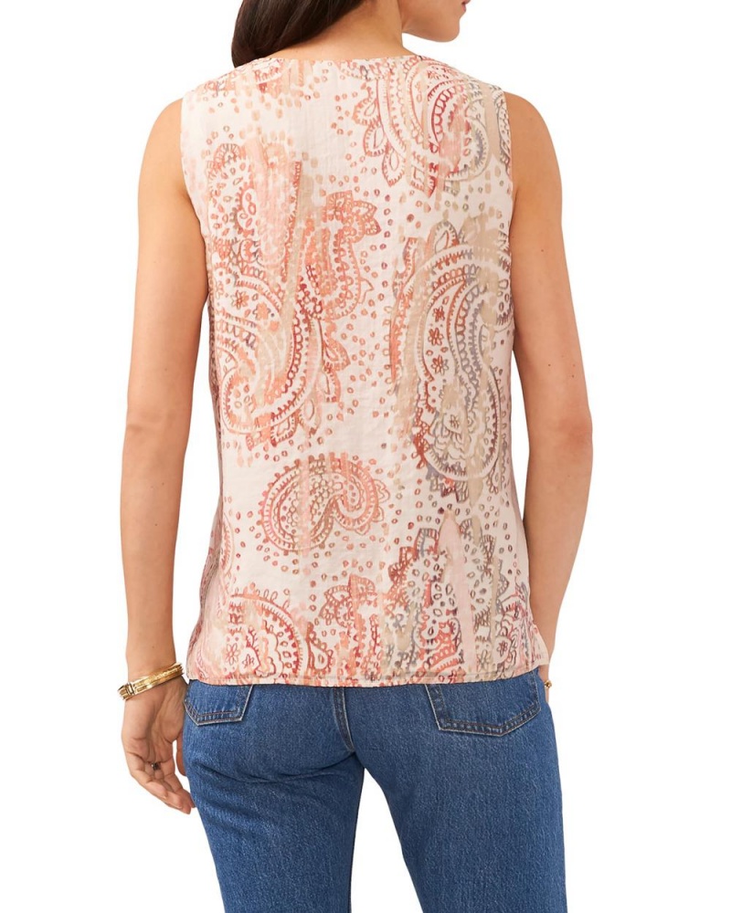 Blusa Vince Camuto Paisley Print Ruffled Mujer Blancas | 368-YQFTOG