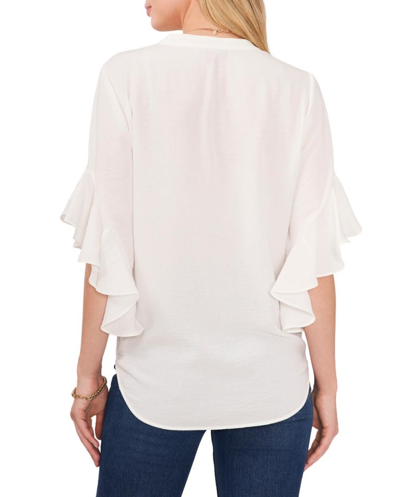 Blusa Vince Camuto Plisado Ruffled-Sleeve Mujer Blancas | 085-KPEJYF