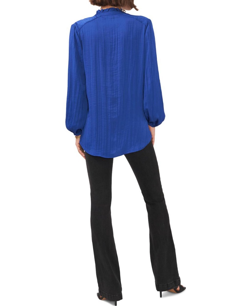 Blusa Vince Camuto Plisado Tie-Neck Mujer Azules | 731-GSCHBX