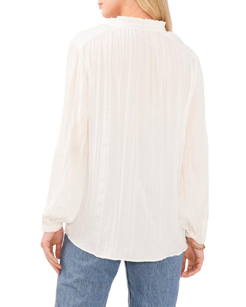 Blusa Vince Camuto Plisado Tie-Neck Mujer Blancas | 027-HNMPVF