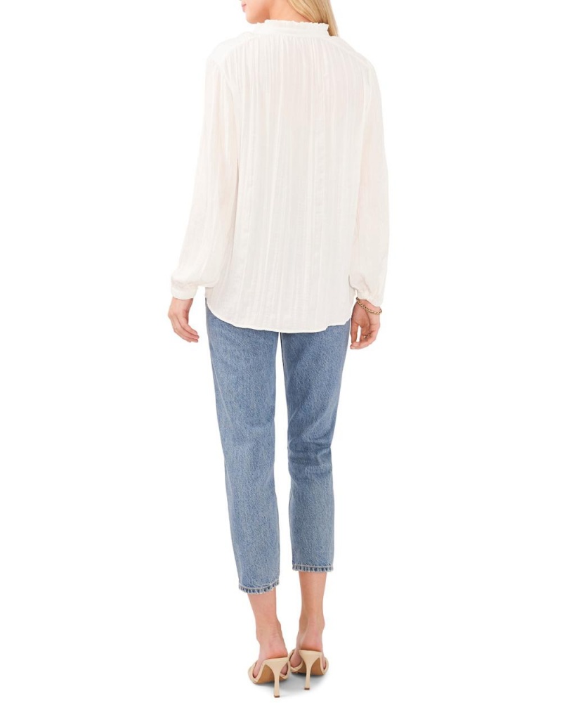 Blusa Vince Camuto Plisado Tie-Neck Mujer Blancas | 027-HNMPVF