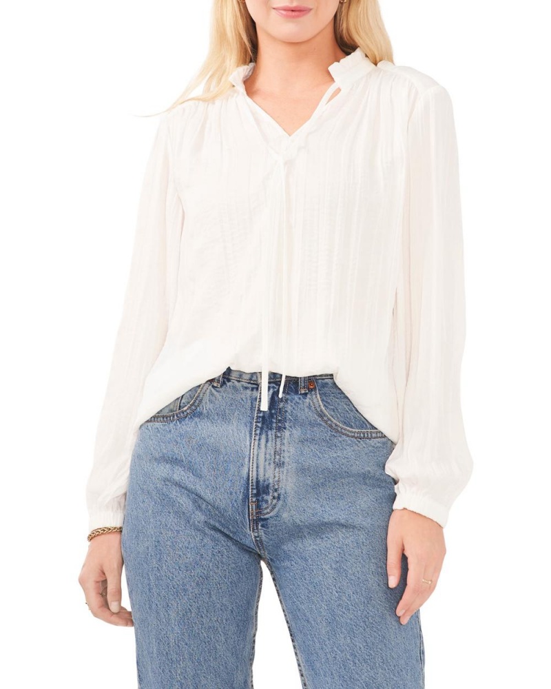 Blusa Vince Camuto Plisado Tie-Neck Mujer Blancas | 027-HNMPVF