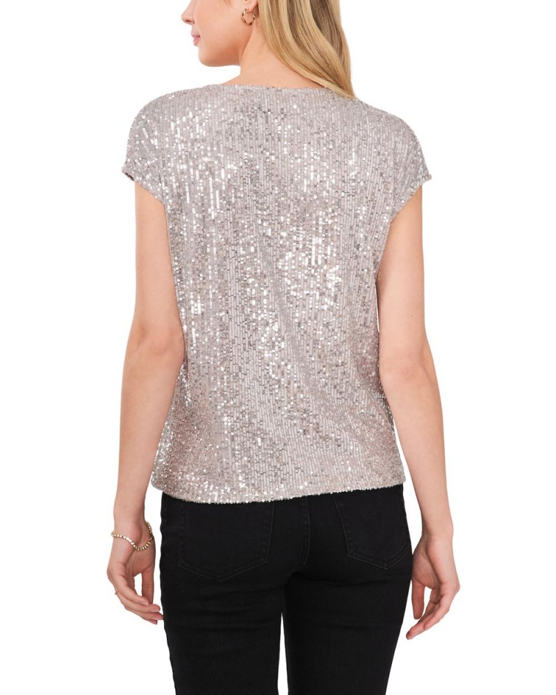 Blusa Vince Camuto Sequined V-Neck Mujer Plateadas | 952-IKNYPR