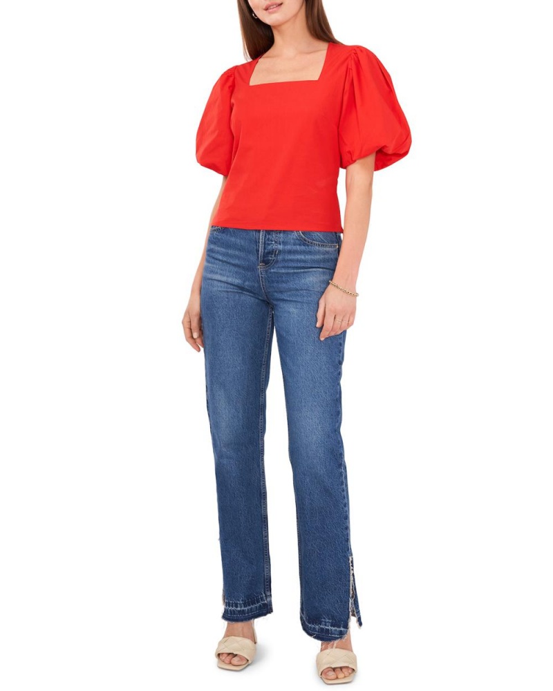 Blusa Vince Camuto Smocked-Hem Puff-Sleeve Mujer Rojas | 213-OZHCNL