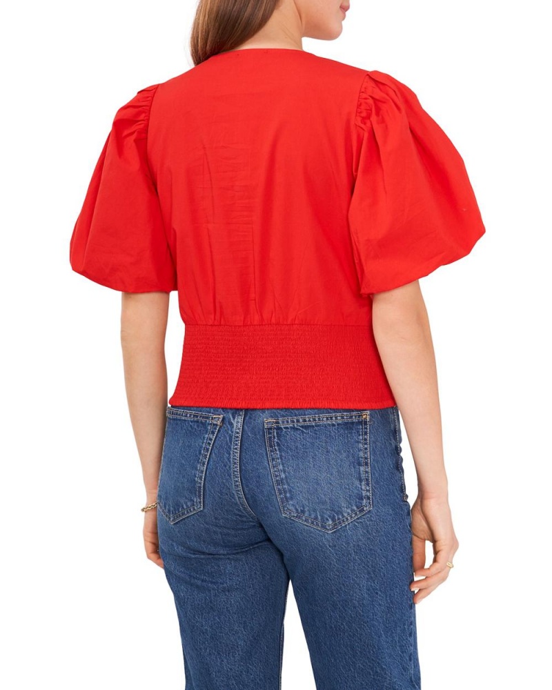 Blusa Vince Camuto Smocked-Hem Puff-Sleeve Mujer Rojas | 213-OZHCNL