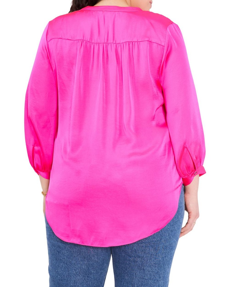 Blusa Vince Camuto V-Neck Inverted-Pleat (Plus Size) Mujer Rosas | 089-FUIGNM