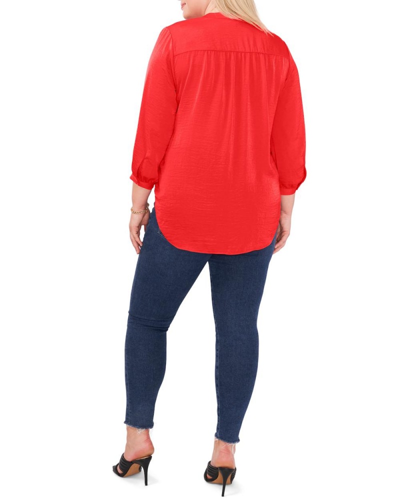 Blusa Vince Camuto V-Neck Inverted-Pleat (Plus Size) Mujer Rojas | 829-JOIKUY