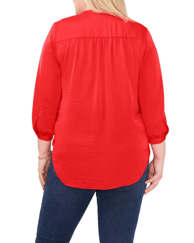 Blusa Vince Camuto V-Neck Inverted-Pleat (Plus Size) Mujer Rojas | 829-JOIKUY