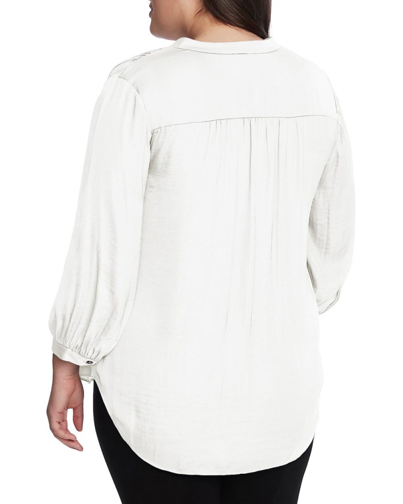 Blusa Vince Camuto V-Neck Inverted-Pleat (Plus Size) Mujer Blancas | 897-FVBISL