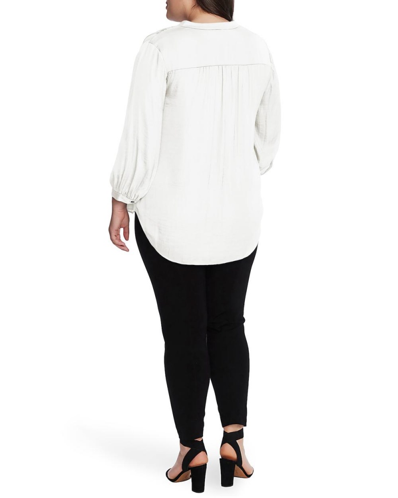 Blusa Vince Camuto V-Neck Inverted-Pleat (Plus Size) Mujer Blancas | 897-FVBISL