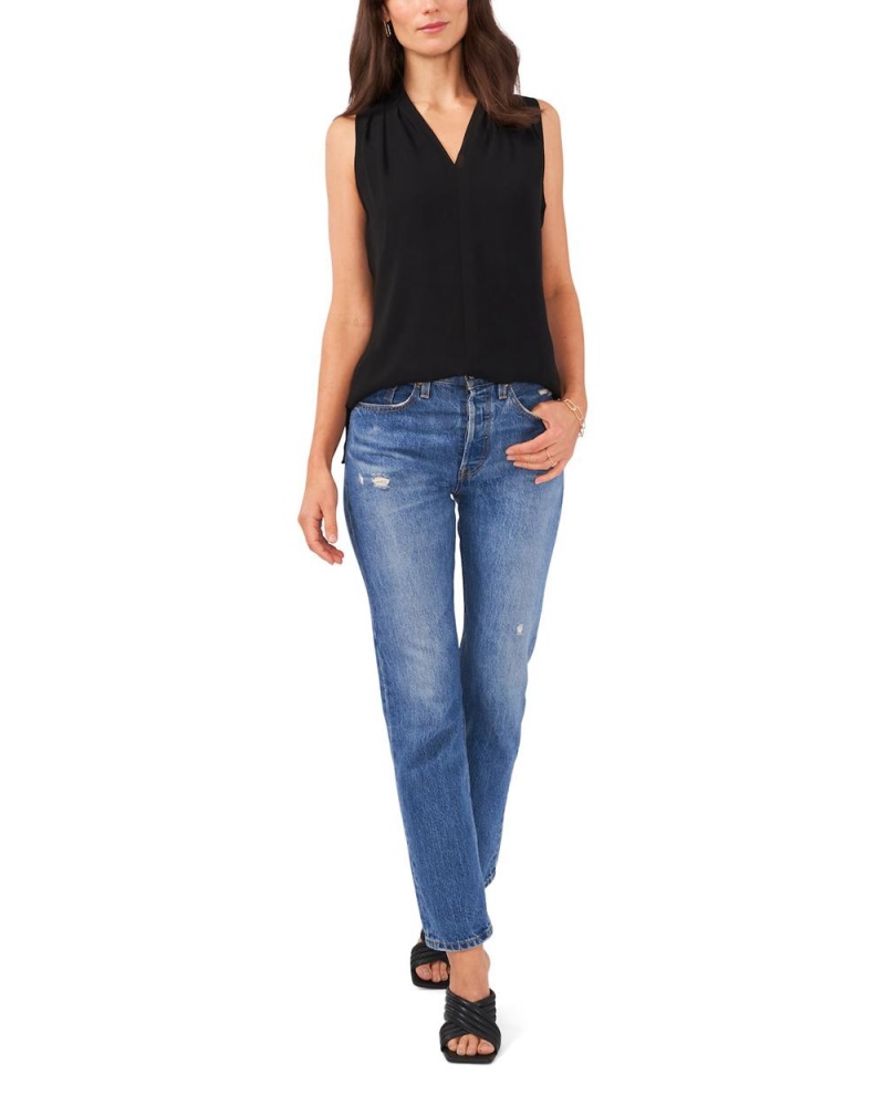 Blusa Vince Camuto V-Neck Sleeveless Mujer Negras | 942-LIJGAX